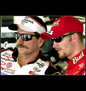 Dale and Dale Jr. at Daytona, February 2001